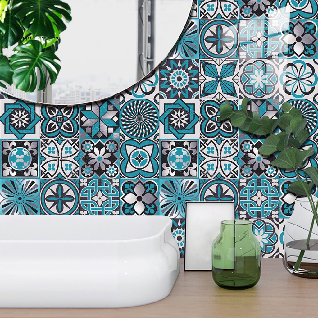 Set 16 Miếng Dán Tường Chống Nước Tự Dính Tháo Được Họa Tiết Gạch Phong Cách Bắc Âu Trang Trí Nhà Cửa DIY