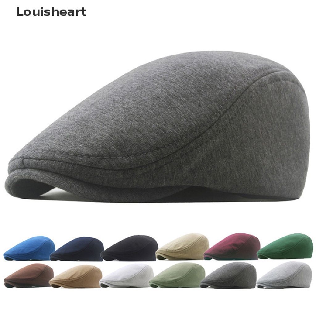 1 Mũ Beret Louisheart Vải Cotton Mềm Màu Trơn Phong Cách Retro Cho Nam Và Nữ