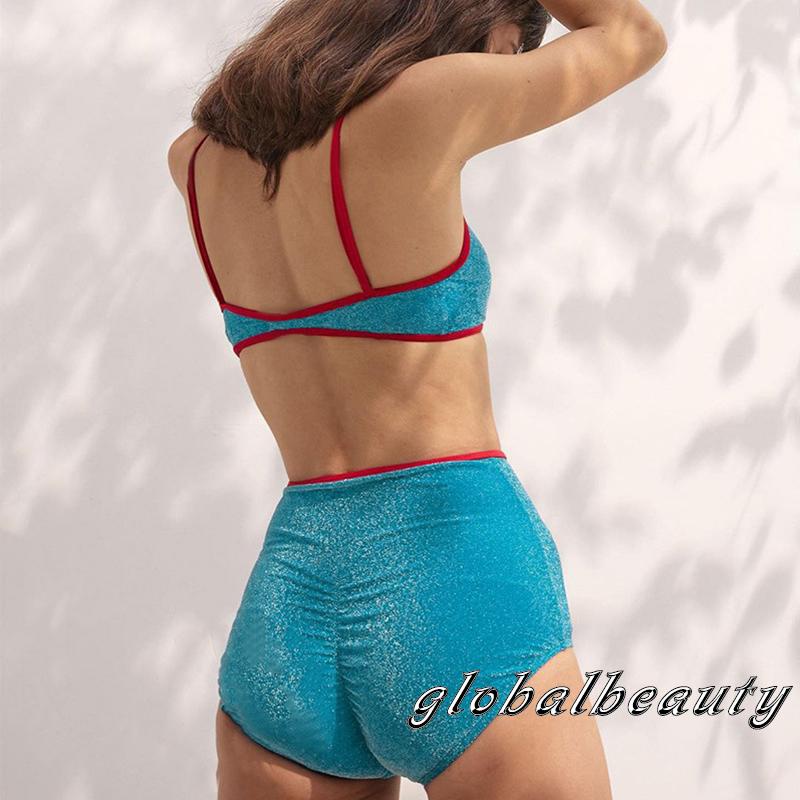 Gb-bộ Áo Crop Top 2 Dây Lấp Lánh + Quần Short Phong Cách Mùa Hè Cho Nữ