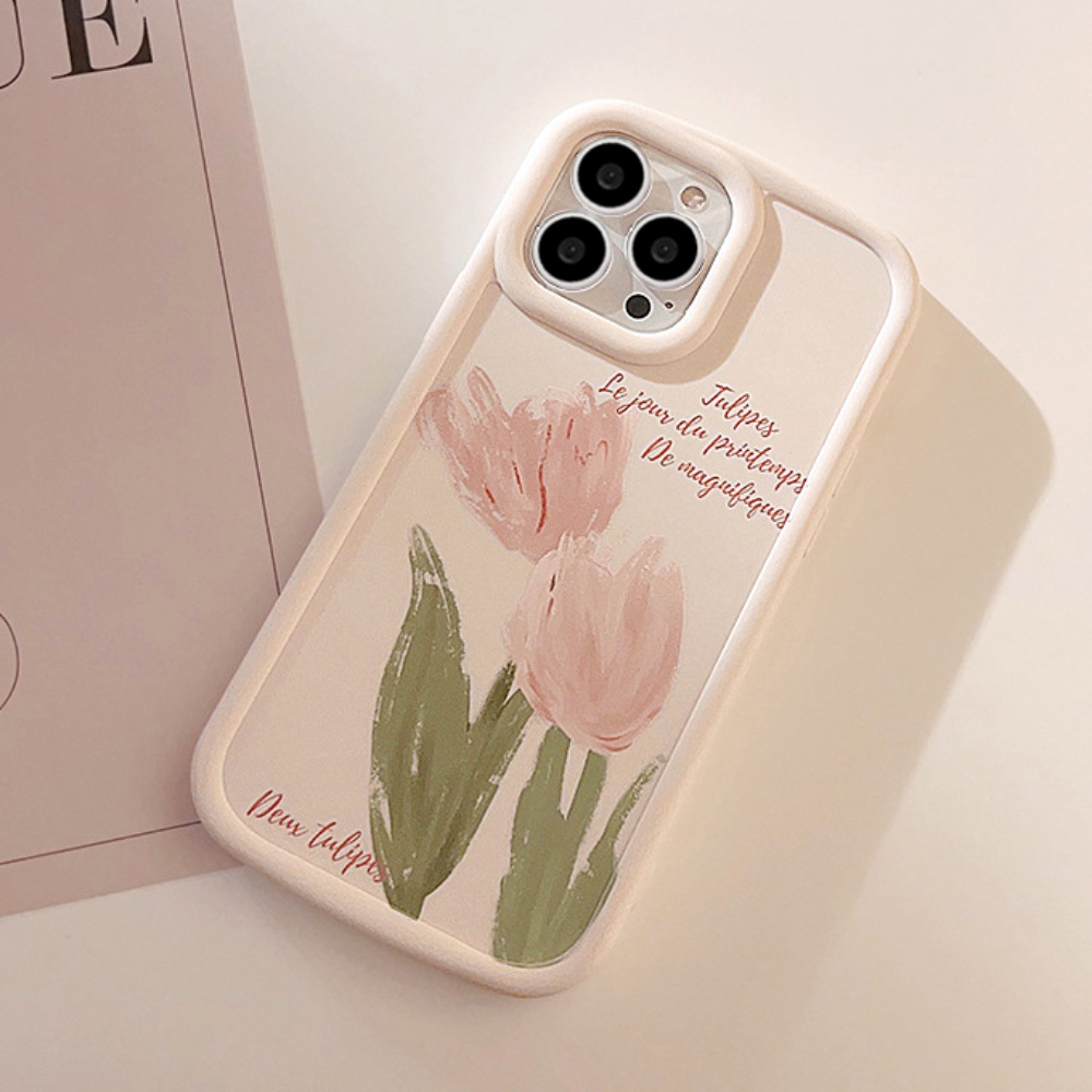 Ốp Điện Thoại TPU Mềm Chống Sốc Họa Tiết Hoa Tulip Cho IPhone 14 13 12 11 Pro Max X XR 8 7 Plus SE