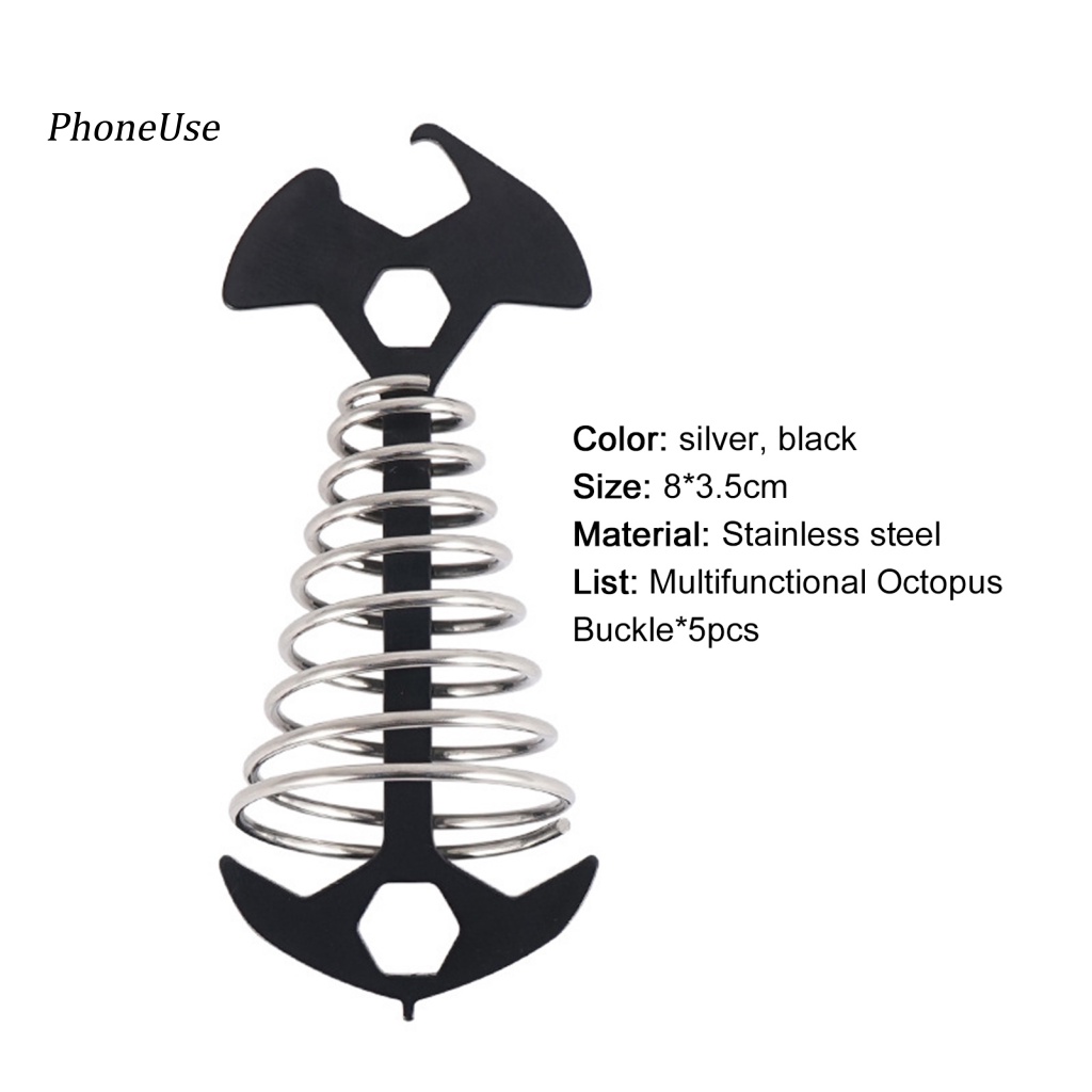 Bộ 5 Lò Xo Xương Cá Bằng PU Có Thể Thu Gọn Siêu Cứng Để Dựng Lều Tiện Dụng