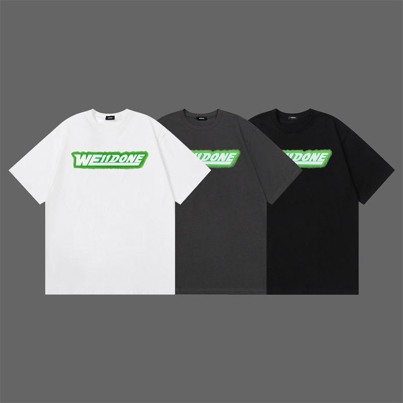 Áo Thun We-11Ded8- Áo Thun Tay Ngắn Dáng Rộng In Chữ Màu Huỳnh Quang Thời Trang Xuân Hè Cho Nam Và Nữ
