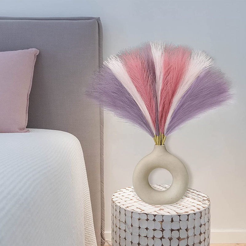 Bộ 18 Cỏ Pampas Màu Hồng 17.7 Inch Dùng Trang Trí
