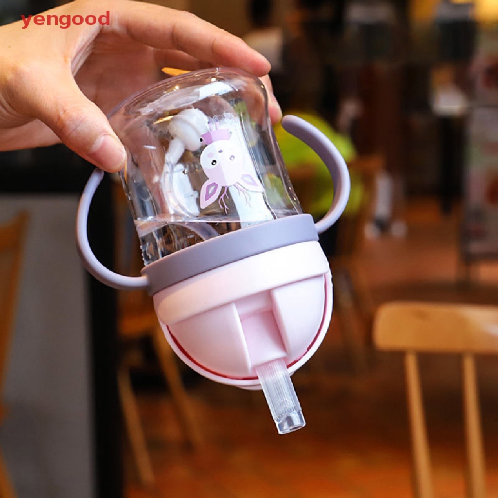 Bình Uống Nước 250ml Có Tay Cầm Và Ống Hút Cho Bé