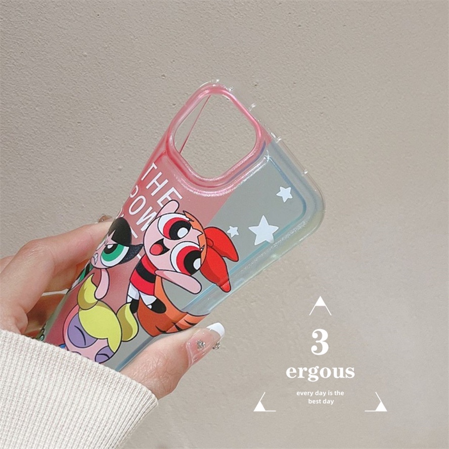 Ốp Điện Thoại Mềm Trong Suốt In Hoạt Hình Powerpuff Girls Cho iPhone 14 13 12 11 Pro Max 7 8 6 Plus SE2020 X XR Xs Max