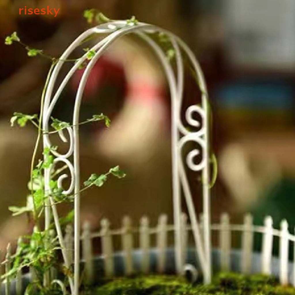 [risesky] Mô Hình Cửa Vòm Mini Bằng Sắt Màu Trắng Trang Trí Tiểu Cảnh Nhà Búp Bê