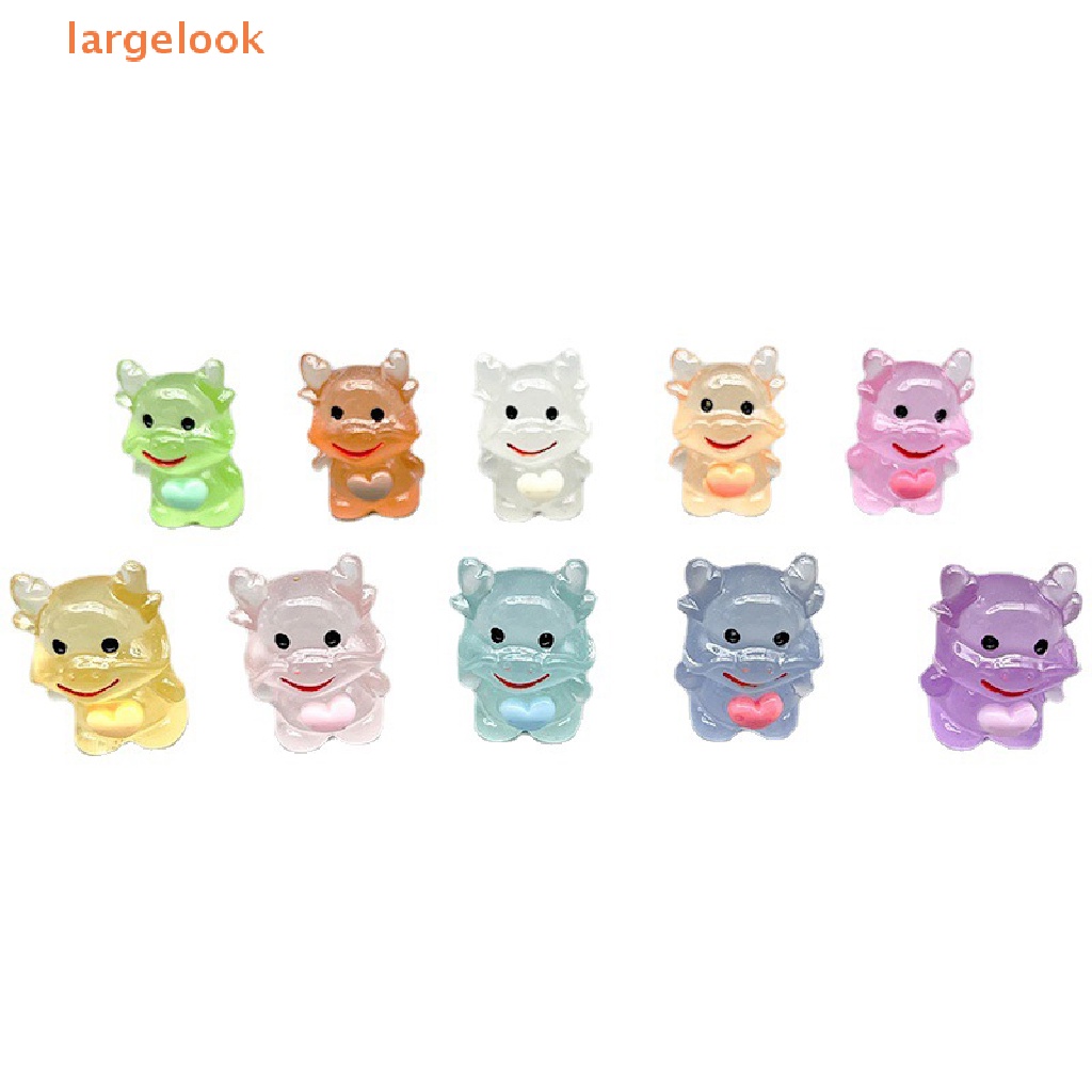 Set 2 Tượng Rồng Dạ Quang Hoạt Hình Mini Bằng Nhựa Resin Trang Trí Xe Hơi