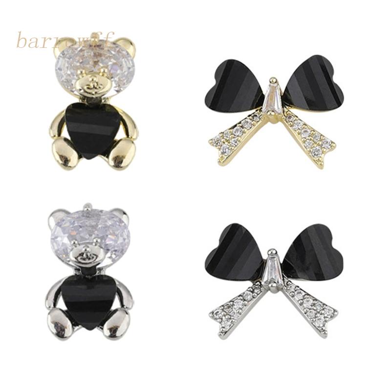 Set 5 Phụ Kiện Trang Trí Móng Nghệ Thuật 3D Hình Gấu Màu Vàng / Bạc