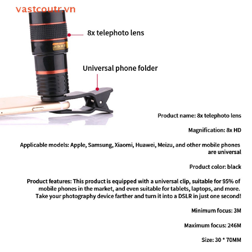 Ống Kính Phóng To 8x 8x Cho Điện Thoại Tiện Dụng