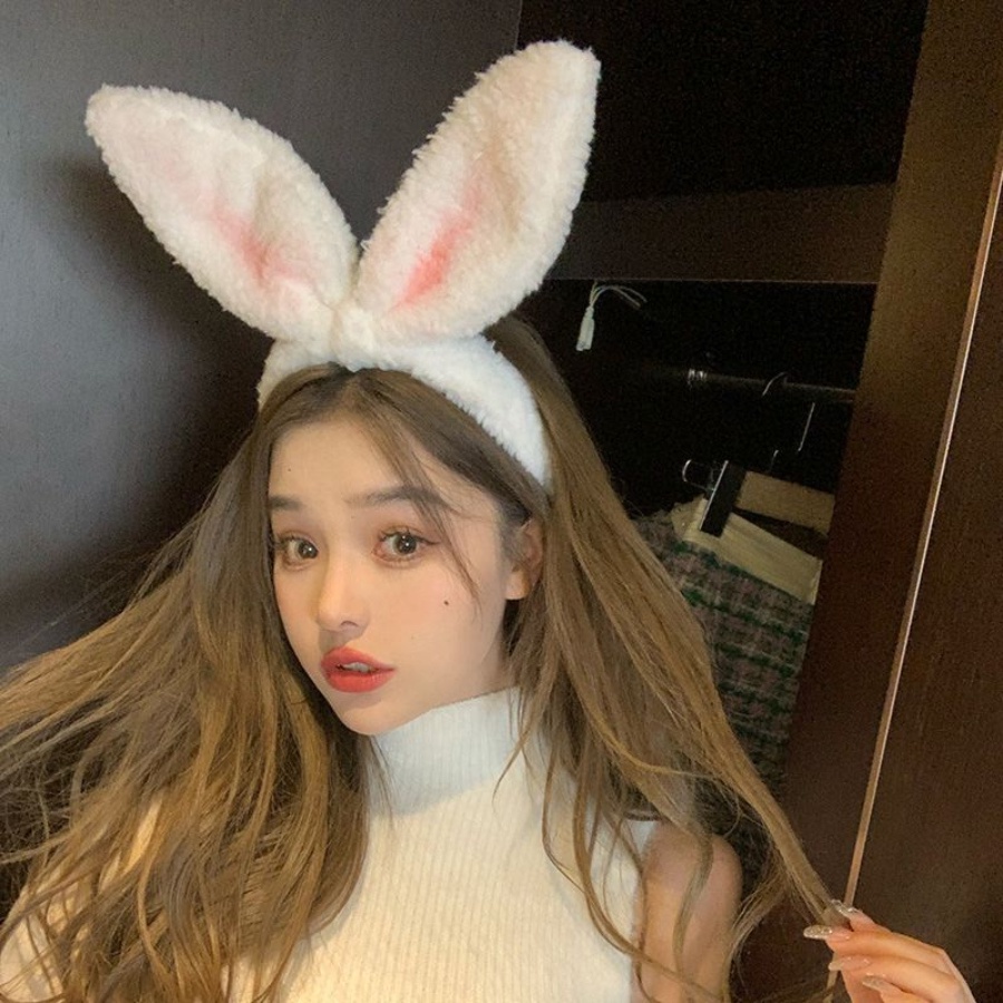 Băng Đô Cài Tóc Co Giãn Hình Thỏ Hoạt Hình Dễ Thương Cho Bé Gái