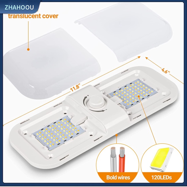 ☃Nhà Cửa☃ Bộ 2 Đèn Led Rv 12-24v 3 Màu Sắc Gắn Trần Nhà Trang Trí Nội Thất