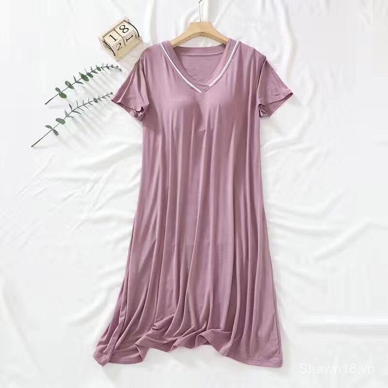 Đầm Ngủ Mỏng Dáng Rộng Tay Ngắn Có Đệm Ngực Thời Trang Mùa Hè Hàng Mới 2023