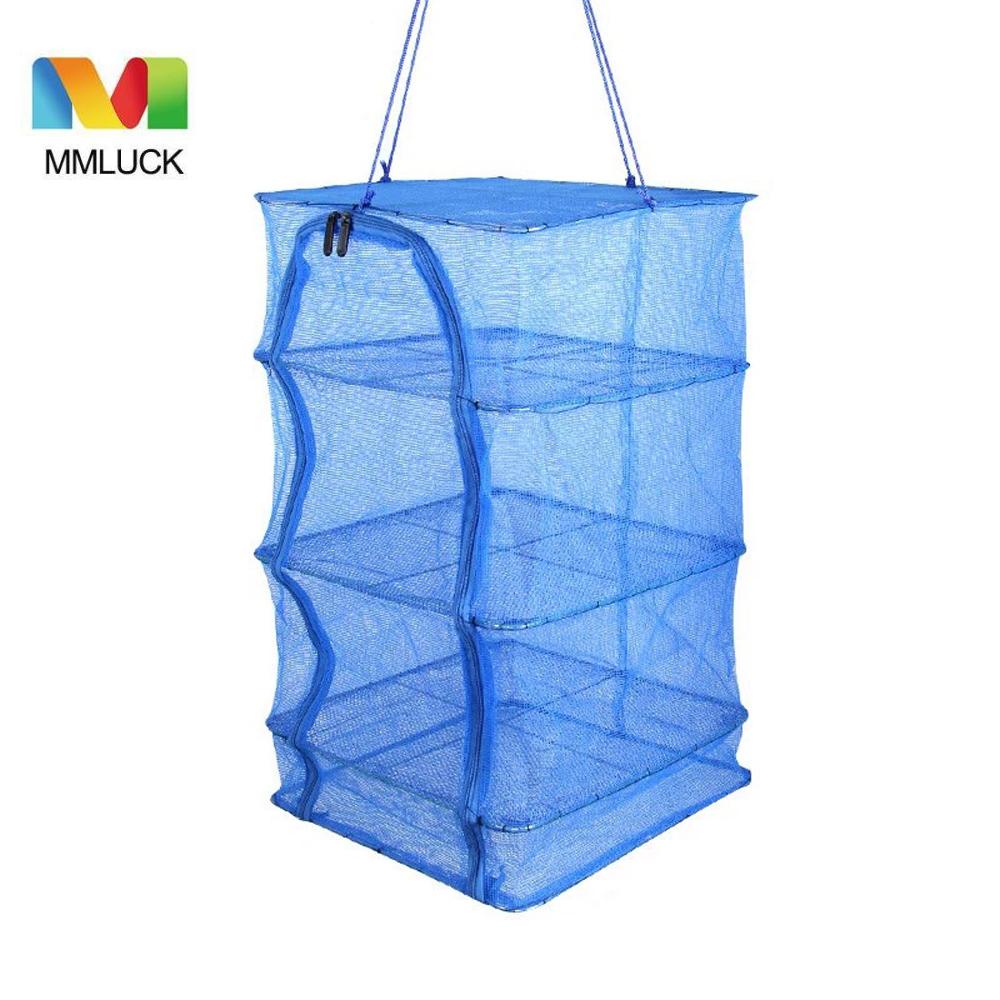 Mmluck Lưới Phơi Khô Thảo Dược Hoa 3 Lớp Nylon Có Dây Kéo Màu Xanh Lam Gấp Lại Được