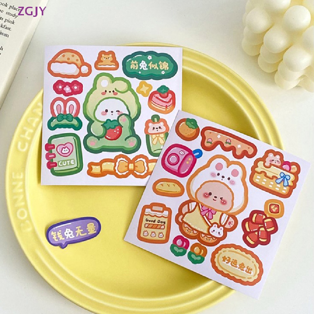 Set 10 Sticker Thỏ ZGJY Dễ Thương Dùng Để Trang Trí Sổ Tay Mới