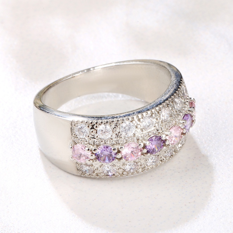 Nhẫn Xi Mạ Bạc Đính Đá Zircon Nhiều Màu Phong Cách Bohomian