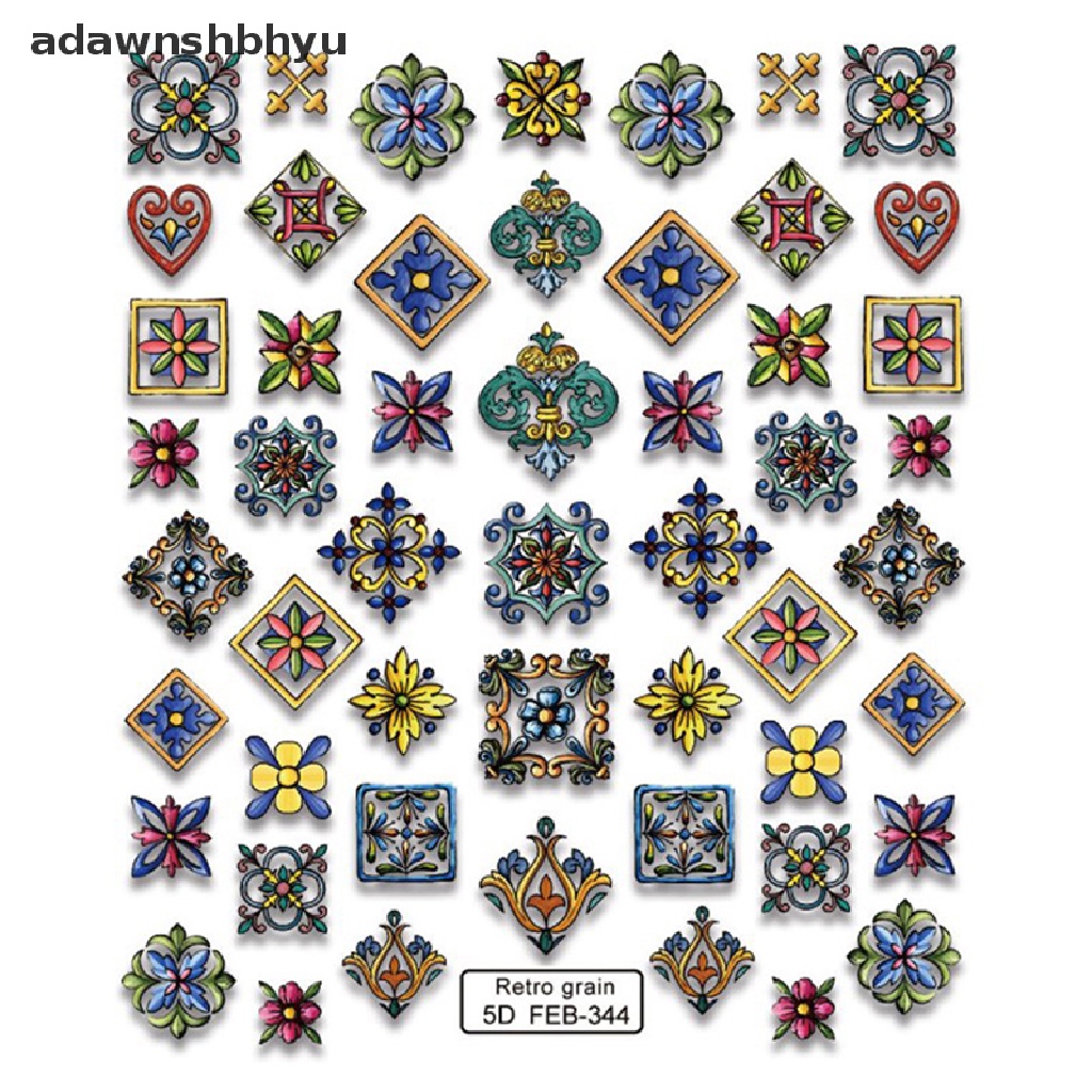 1 Tờ Miếng Dán Trang Trí Móng Tay Họa Tiết Hoa Phong Cách Bohemia