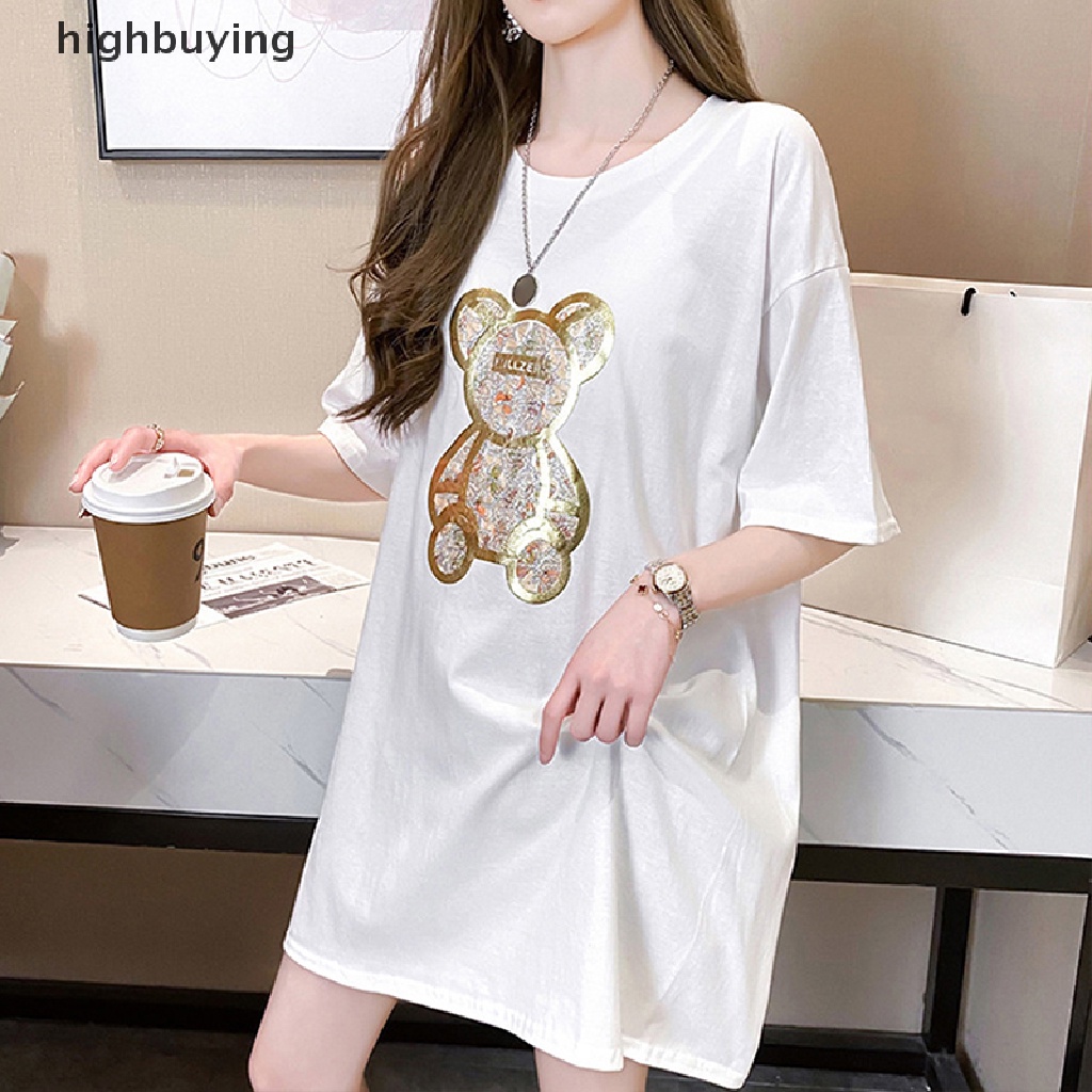 Áo Thun Tay Ngắn Cổ Tròn In Hình Gấu Hoạt Hình Dành Cho Nữ