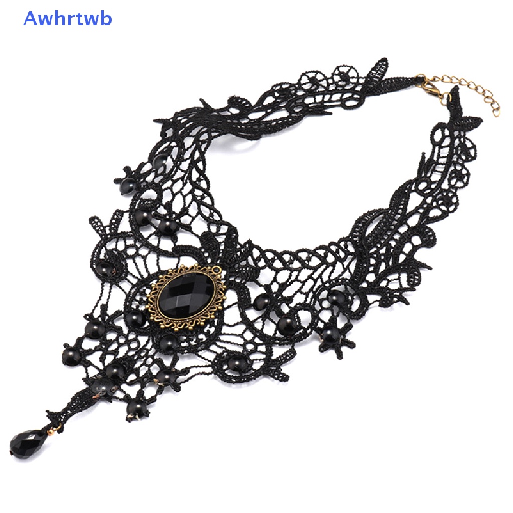 Vòng Cổ Choker Ren Đính Đá Quý Phong Cách Gothic Quyến Rũ Cho Nữ Mới