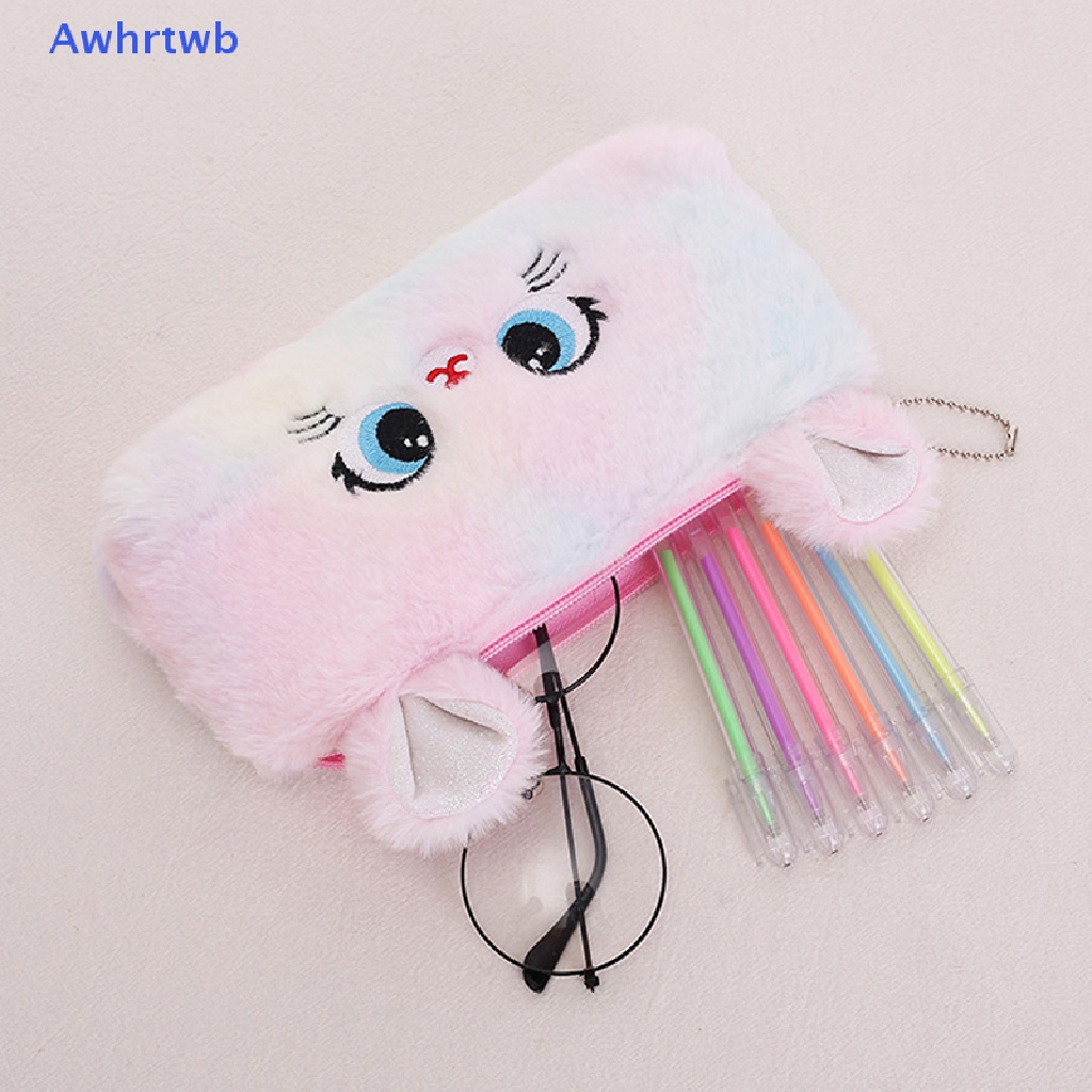 Bóp Viết Lông Nhung Hình Mèo Hoạt Hình Dễ Thương Sức Chứa Lớn Có Khóa Kéo Mới