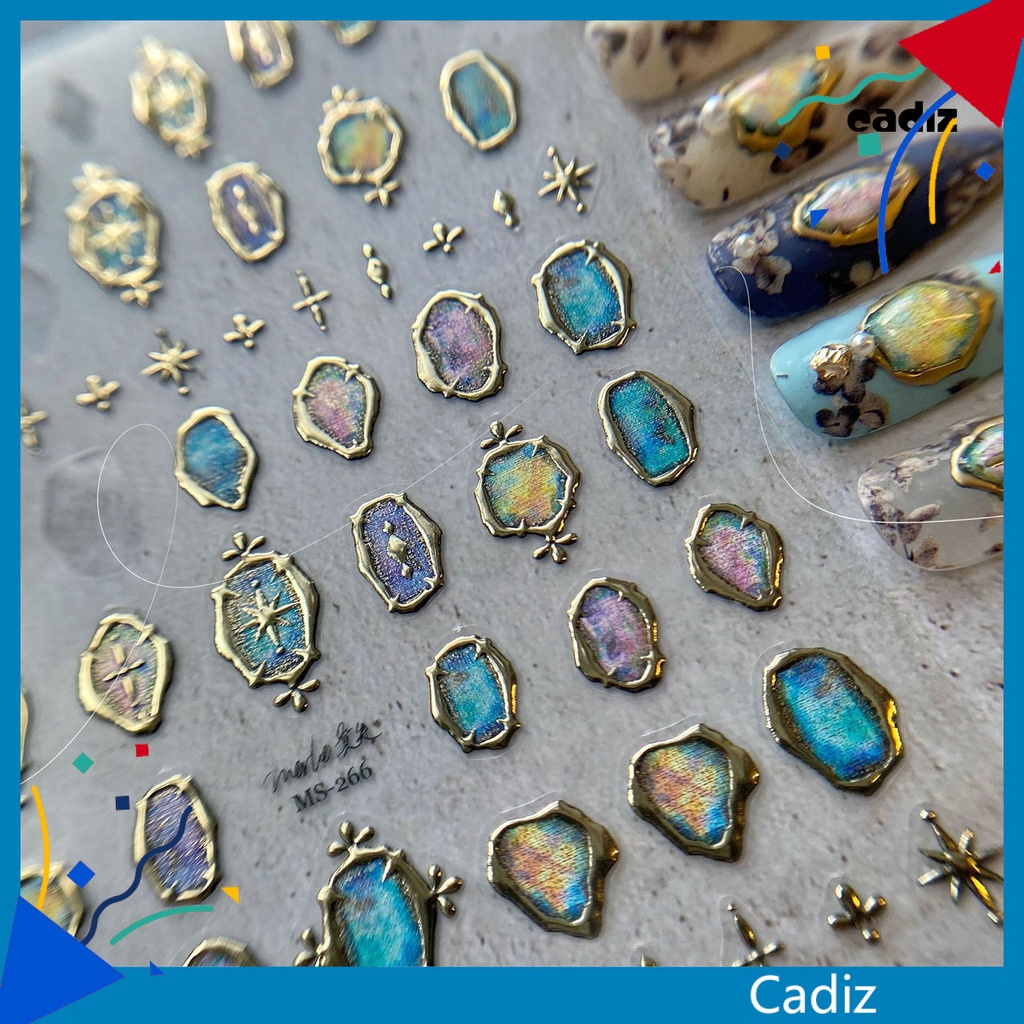 Miếng Dán Trang Trí Móng Tay 5D Khung Phẳng In Nổi Họa Tiết Phong Cách Nhật Bản Cổ Điển DIY