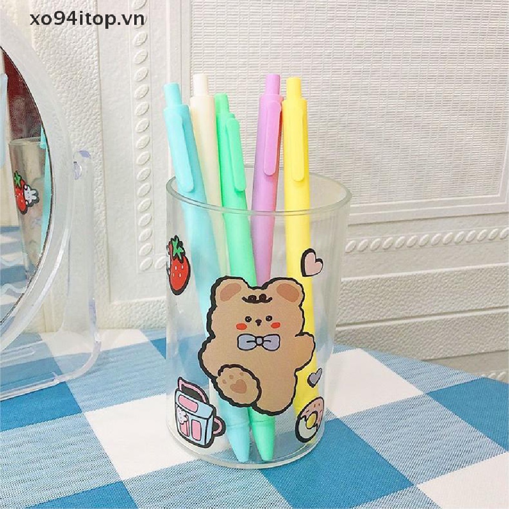 Hộp Đựng Bút / Cọ Trang Điểm Bằng Acrylic Trong Suốt Hình Tròn / Vuông Sức Chứa Lớn Tiện Dụng Cho Trường Học / Văn Phòng