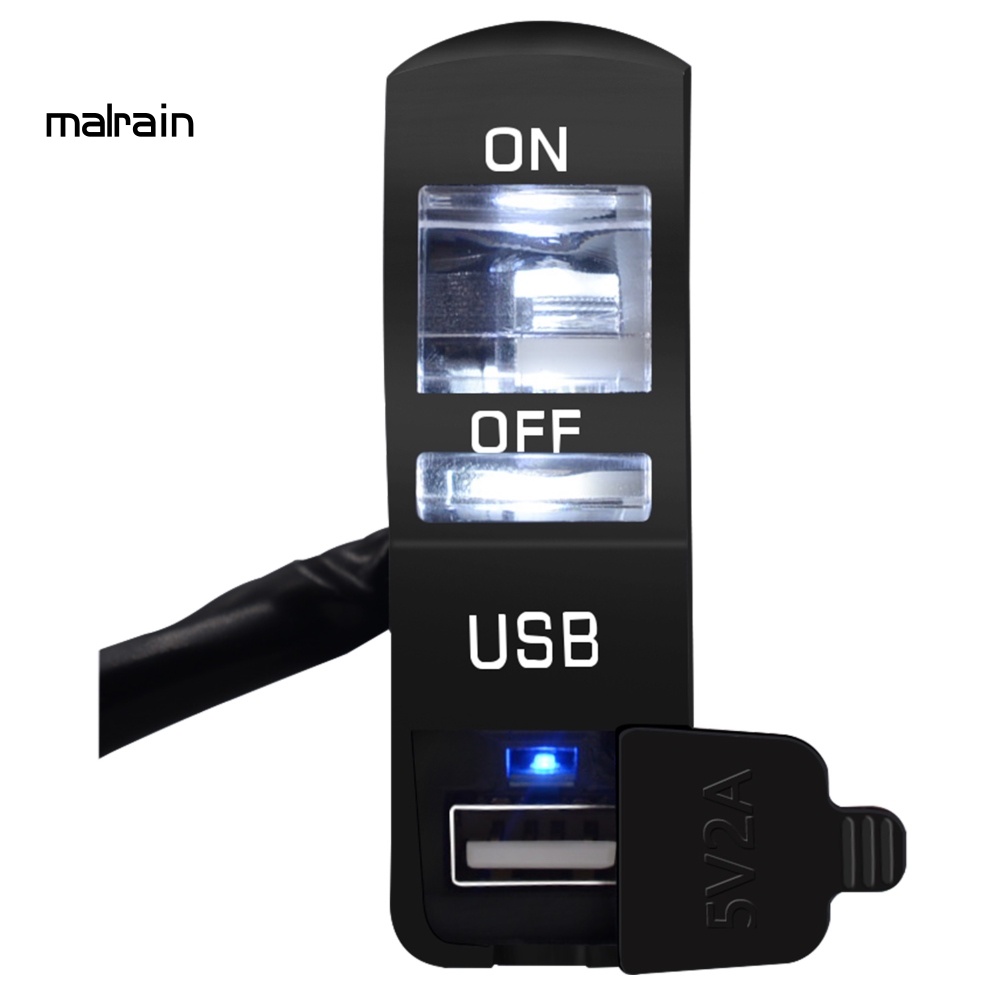 Công Tắc Đèn Pha Xe Máy 12V Có Đèn Báo Hiệu Một Cổng Sạc Màu Trong Suốt