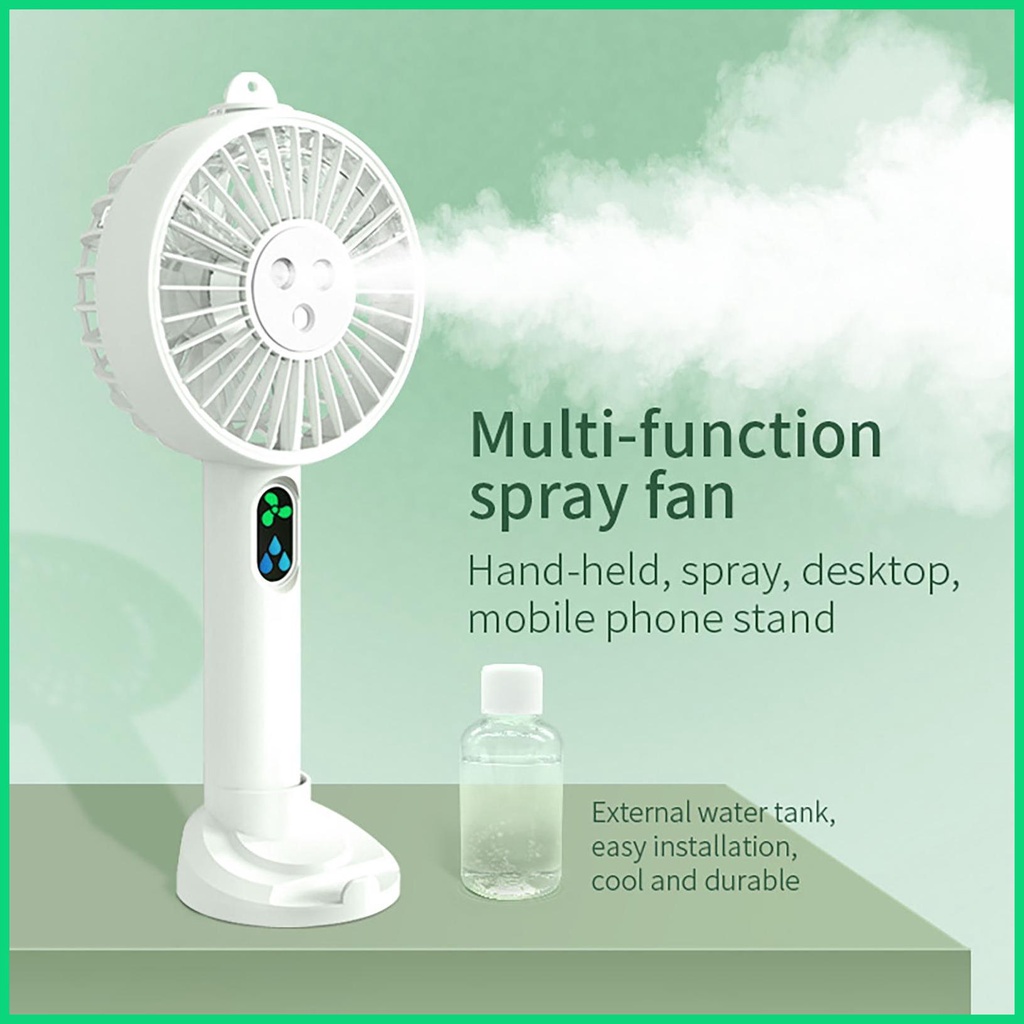 Quạt Mini Cầm Tay 3 Tốc Độ Gió Kèm Giá Đỡ Điện Thoại Tiện Dụng Mang Theo Du Lịch