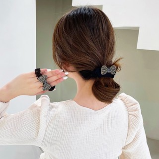 Dây Buộc Tóc Vải Lụa Satin Co Giãn Đính Đá Pha Lê Thời Trang Cho Nữ