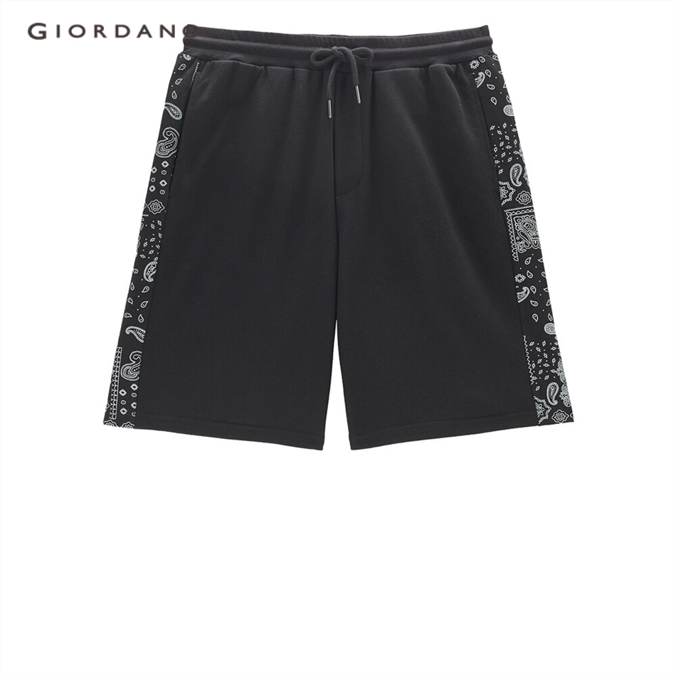 GIORDANO MEN Ethnic style paisley print elastic waist shorts 18103903
