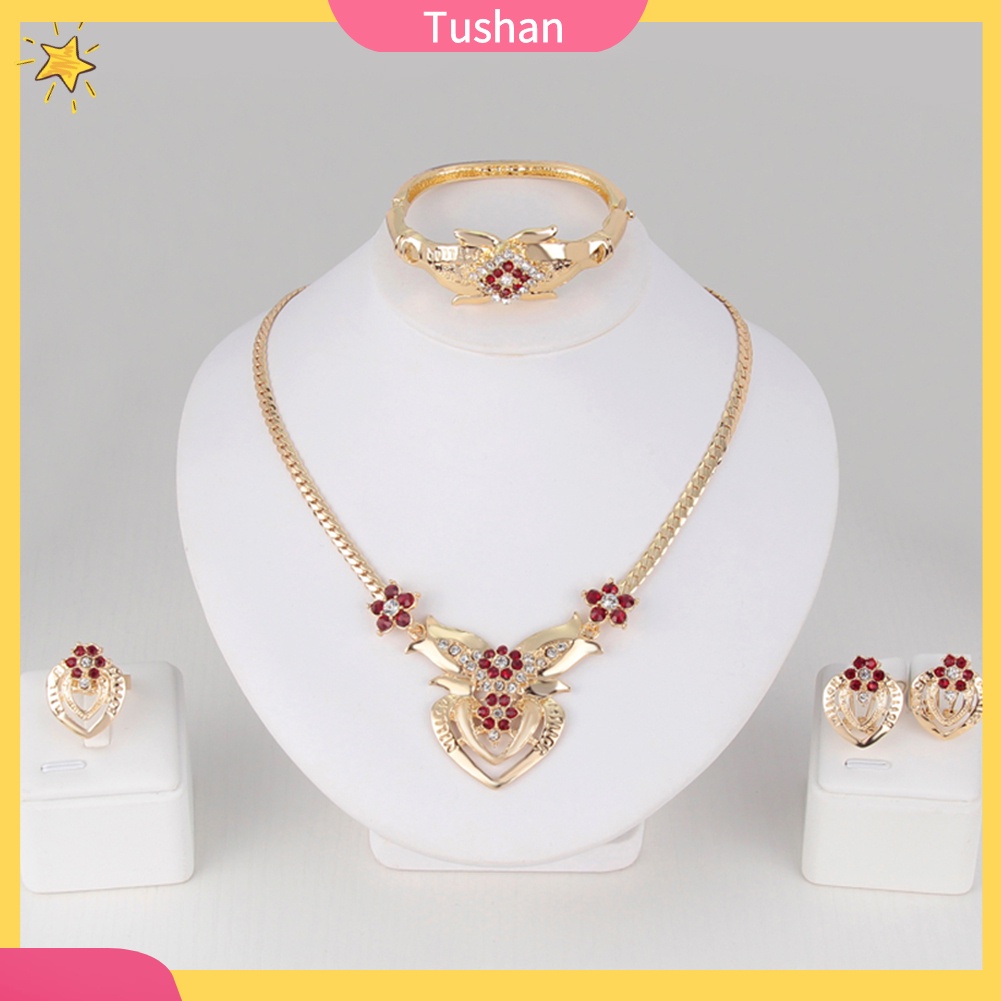 Bộ Trang Sức Đính Đá Hình Hoa Sang Trọng Thời Trang