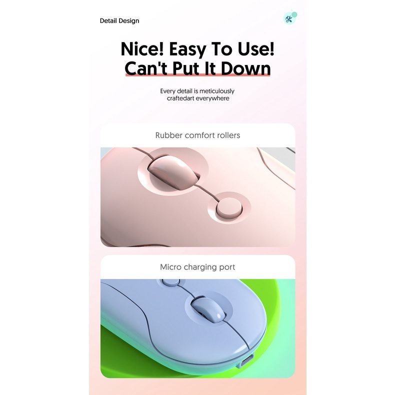 Chuột Bluetooth 2.4G BT5.2 Không Dây Hai Chế Độ Yên Tĩnh Cho PC Laptop Notebook