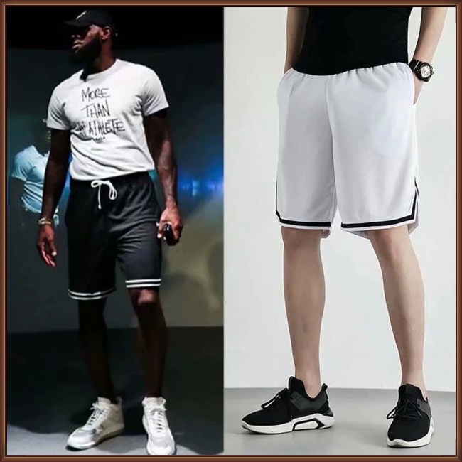 Quần Short Thể Thao Lưng Thun Ống Rộng Phối Sọc Tương Phản Thời Trang Mùa Hè Cho Nam