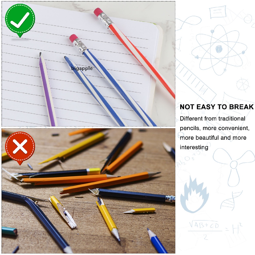 Bigapple Bút Chì Kẻ Sọc Mềm Dẻo Uốn Cong Linh Hoạt Nhiều Màu Sắc RDG Cho Trẻ Em
