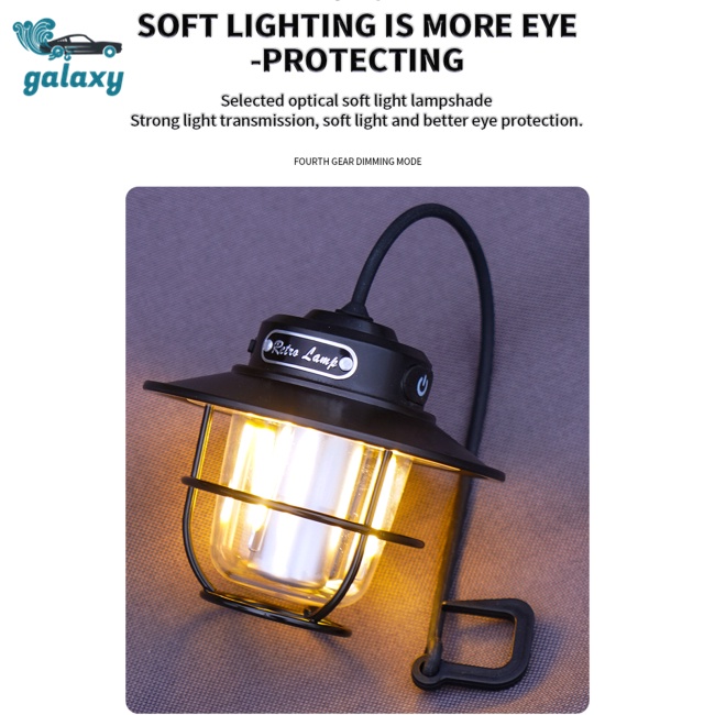 Galaxy Đèn Led Usb Phong Cách Retro Có Tay Cầm Tiện Dụng Mang Theo Du Lịch Cắm Trại