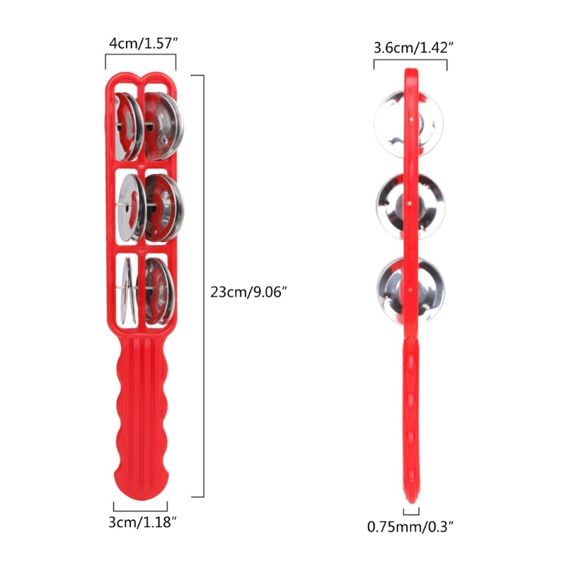 [seve *] Trống Lục Lạc Cầm Tay Hai Hàng Chuông Lắc Tambourine