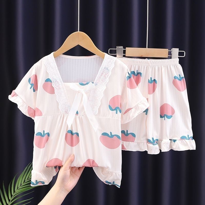 Bộ Đồ Ngủ Áo Tay Ngắn Phối Quần Short In Hoạt Hình Thời Trang Mùa Hè 2023 Cho Bé Gái