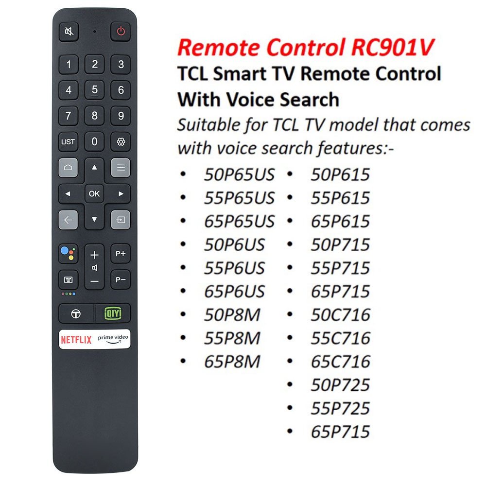 Điều Khiển Từ Xa Bằng Giọng Nói RC901V FMR6 Cho TCL 4K LED Android Smart TV New Original RC901V FMR6 Youtube QIY 65P725 55C716 50P715 65P615