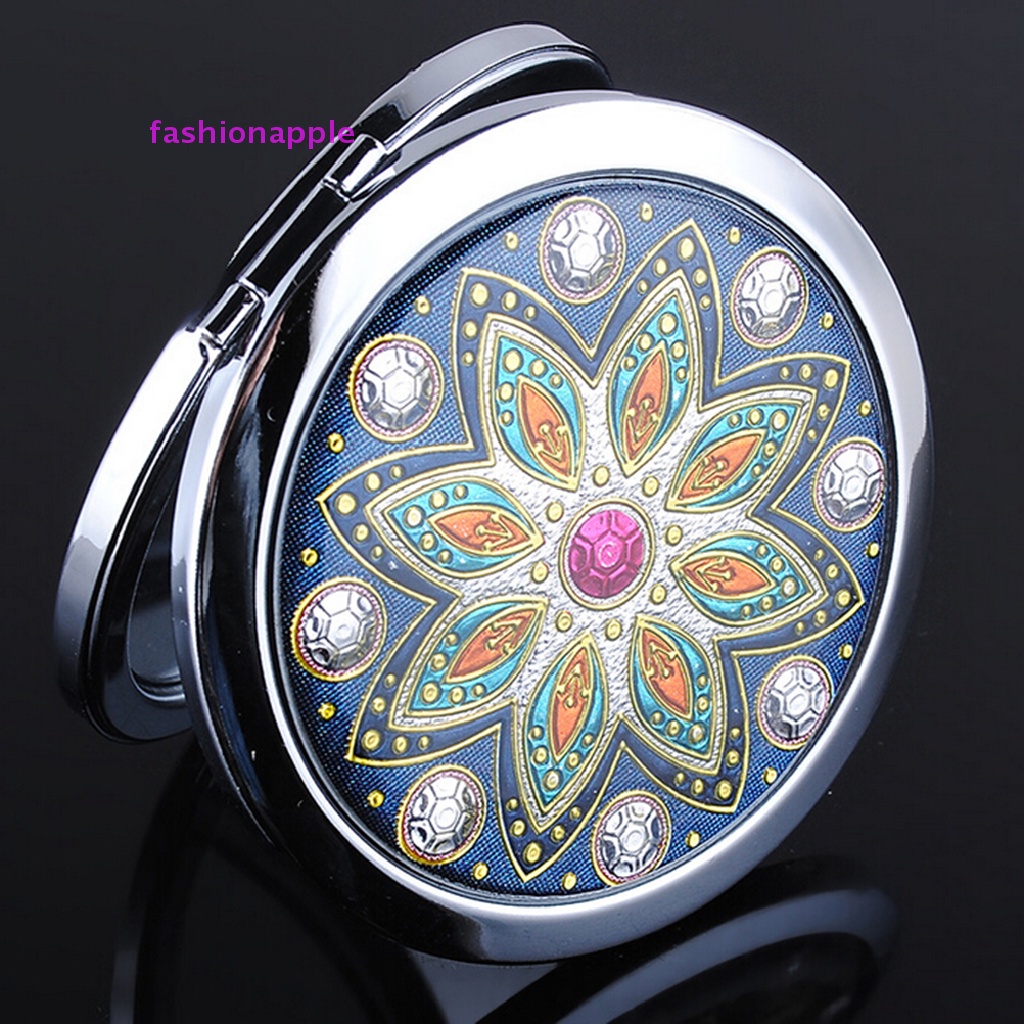 Gương Trang Điểm Phóng Đại Hai Mặt Bằng Kim Loại Thiết Kế Nhỏ Gọn