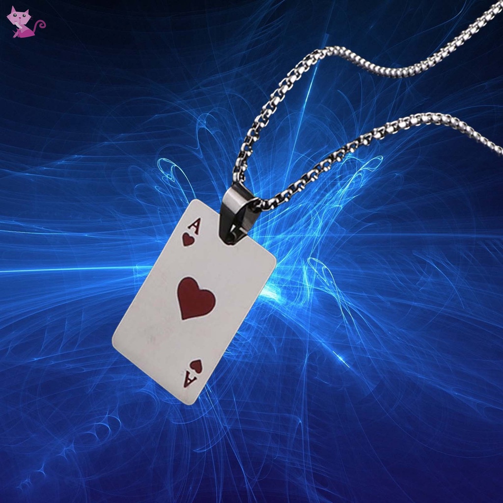 Vòng cổ Thép Titan Mặt Hình Lá Bài Poker / Quả Đào Màu Đỏ / Đen Thời Trang Cho Cặp Đôi