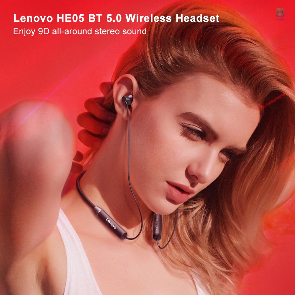 Bộ Tai Nghe Thể Thao Không Dây Bluetooth 5.0 Chống Nước IPX5 Có Mic Loại Bỏ Tiếng Ồn Lenovo HE05