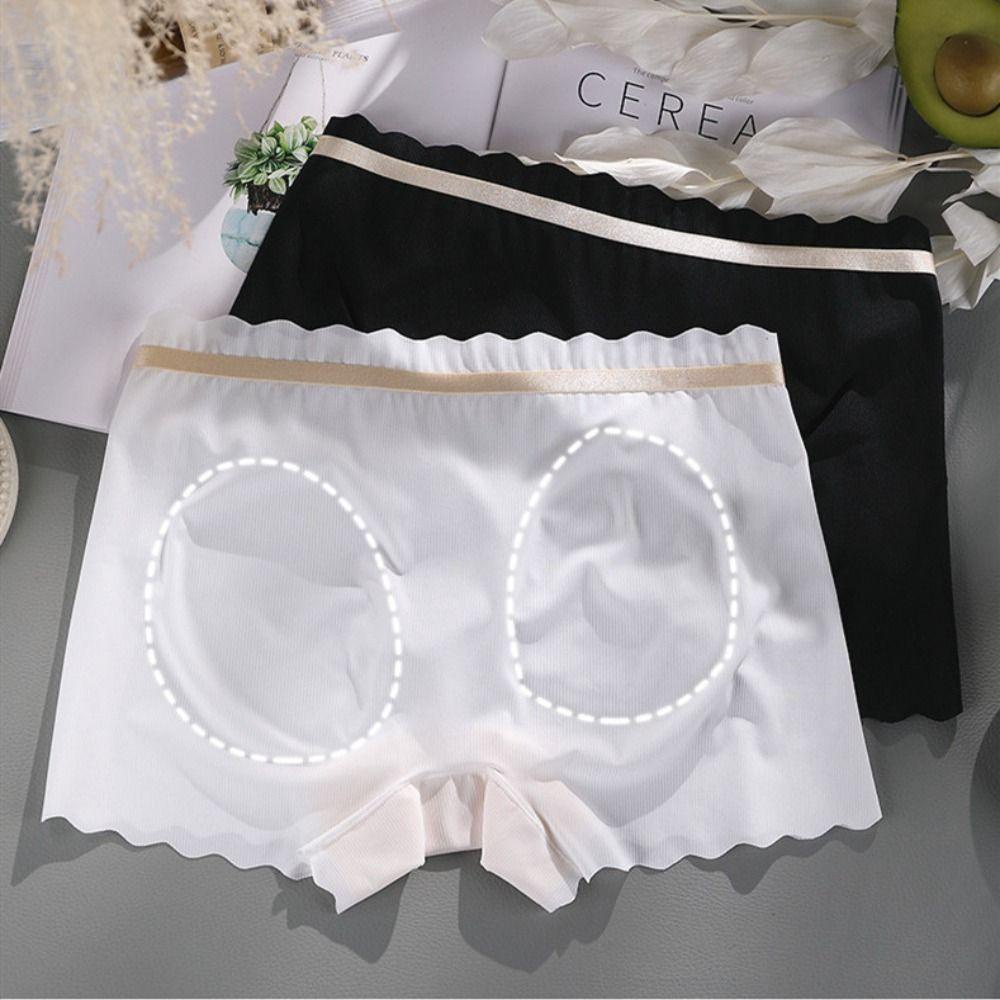 Lombard Quần Lót Boxer Lụa Mềm Mại Co Giãn Không Đường May Màu Trơn Phong Cách Hàn Quốc
