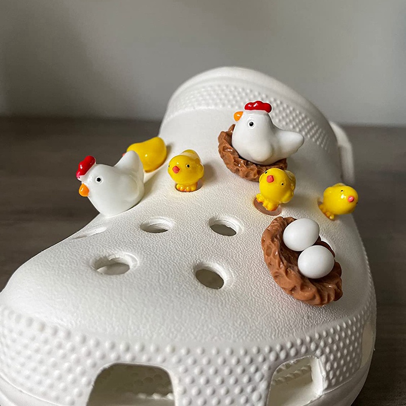 Bộ 7 Phụ Kiện Trang Trí Giày Hình Gà Con 3D Dễ Thương DIY