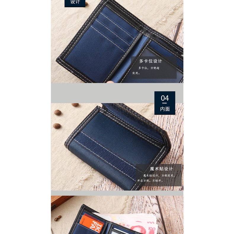 Ví Canvas Ngắn Gập Đôi Có Khóa Kéo Thời Trang Cho Nam