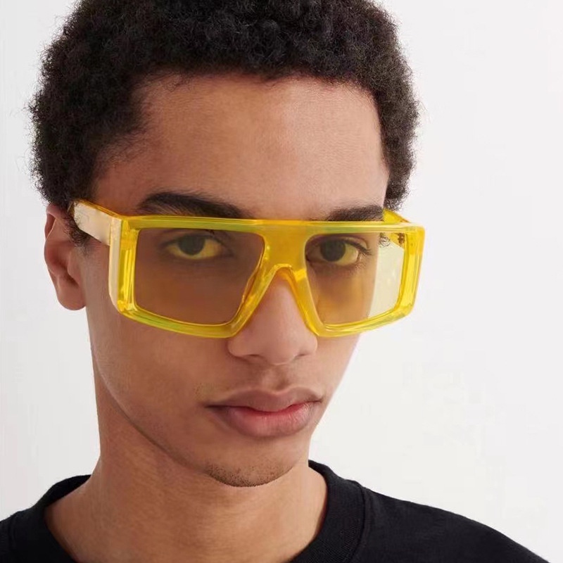 Kính Mát Gọng Vuông Lớn Chống Gió Không Xoay Tròng Màu Sắc Ngọt Ngào Phong Cách Cổ Điển Cho Nam Và Nữ