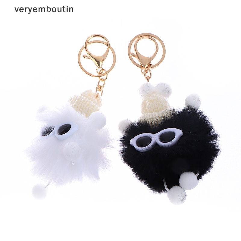 Móc Khóa Hình Thỏ Phối Banh Lông Dễ Thương Dành Cho Nữ