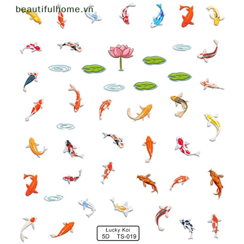 Miếng Dán Trang Trí Móng Tay Mềm Mại Dập Nổi Họa Tiết Lá Sen / Cá Nhỏ Nhiều Màu 5D DIY