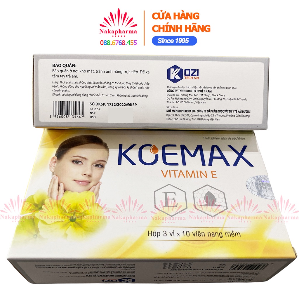 Viên uống đẹp da Koemax Vitamin E - Giúp bổ sung vitamin E, chống oxy hóa, ngừa lão hóa da