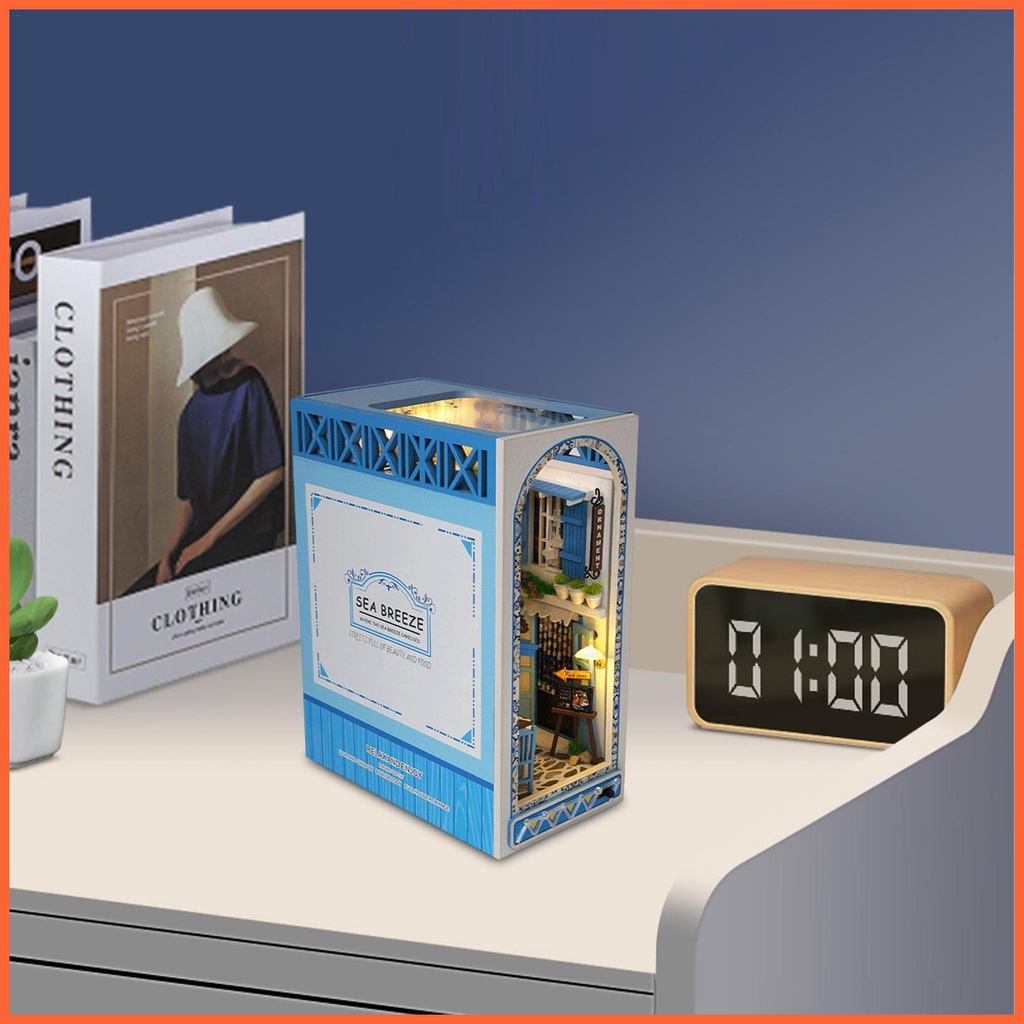 Mô Hình Nhà Búp Bê Mini 3D DIY Có Đèn LED Màu Xanh Dương Dùng Để Trang Trí Nhà Búp Bê