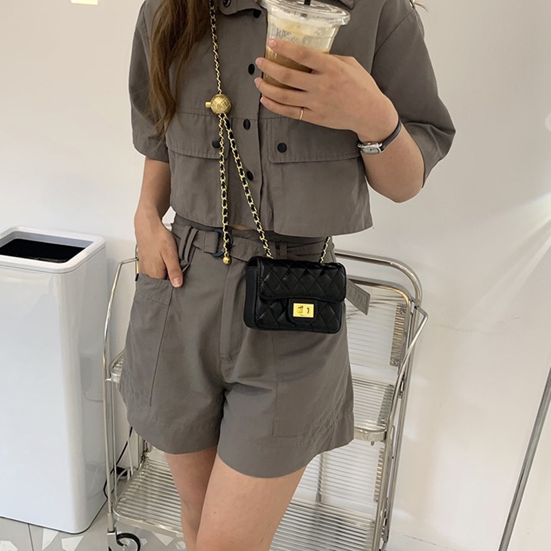 Túi Đeo Chéo Chuỗi Hạt Hình Thoi mini Đơn Giản Thời Trang Cho Nữ