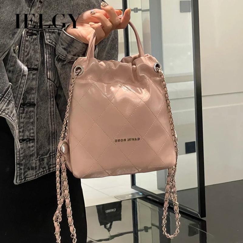 Ielgy Ba Lô Đeo Vai mini Sức Chứa Lớn Nhiều Ngăn Có Dây Xích Cho Nữ